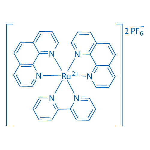 Molecular structure of C34H24F6N6PRu
