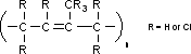 Molecular structure of [CR2CR=C(CR3)CR2]n,R=HorCl