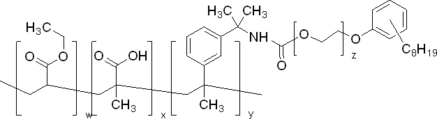 Molecular structure of (C5H8O2.C4H6O2.(C2H4O)nC28H39NO2)x