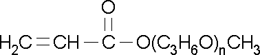 Molecular structure of H2C=CHCO2(C3H6O)nCH3