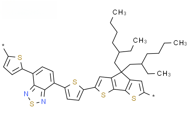 Molecular structure of (C39H42N2S5)n