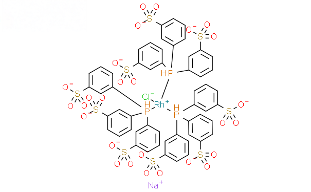 Molecular structure of ClRh(P(C6H4SO3Na)3)3xH2O