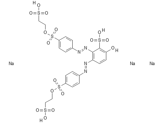 Molecular structure of C26H19N4Na3O15S4