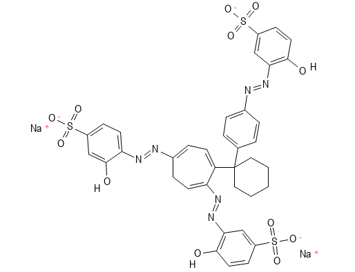 Molecular structure of C34H28N4Na2O8S2