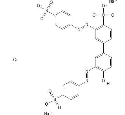 Molecular structure of C34H23N9Na2O13S3