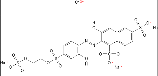 Molecular structure of C20H16N3Na3O15S4