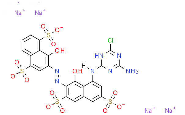 Molecular structure of C29H14ClCuN7Na4O14S4
