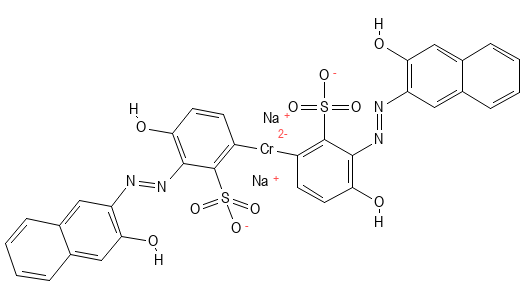 Molecular structure of [C38H23N6O10S.Cr.2Na];[C36H20N5O9S.Cr.2Na]