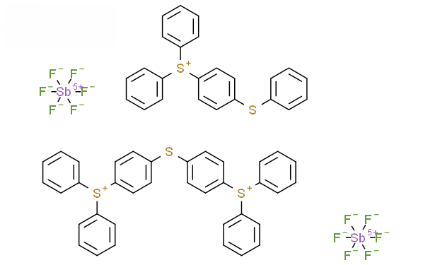Molecular structure of C60H47F12S5Sb2+