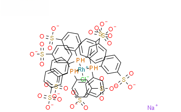 Molecular structure of C54H36ClNa9O27P3RhS9·xH2O