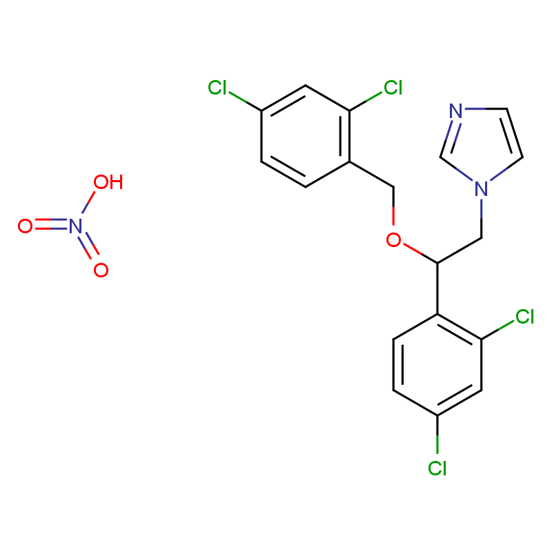 Molecular structure of C18H14Cl4N2O.HNO3