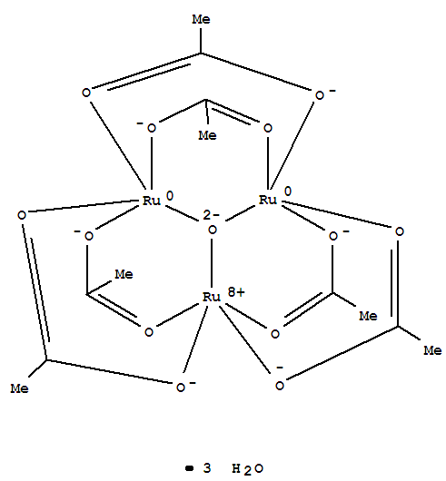 Molecular structure of (CH3CO2)7Ru3O3H2O