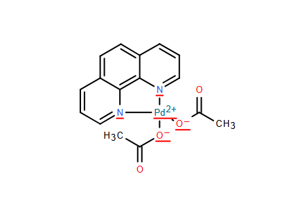 Molecular structure of C16H14N2O4Pd