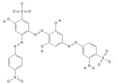 Molecular structure of C32H18N7Na3O14S3