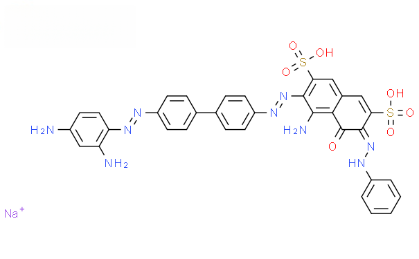 Molecular structure of C34H27N9O7S2·Na⁺