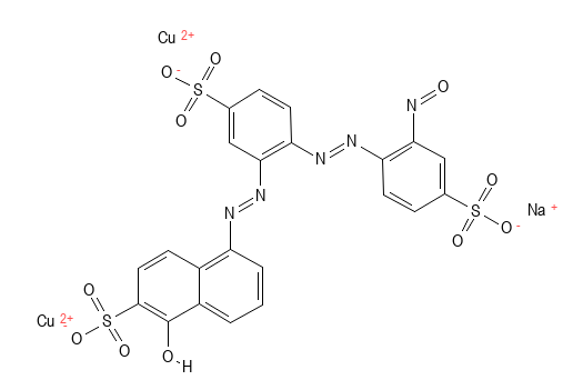 Molecular structure of C39H20Cu2N8NaO20S4