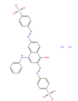 Molecular structure of C22H14N6Na2O9S2