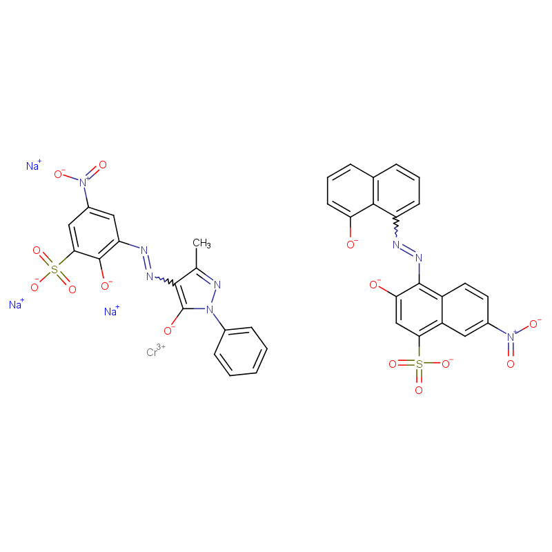 Molecular structure of C36H20CrN8Na3O14S2