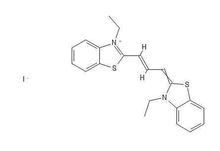 Molecular structure of (C21H21N2S2I)2