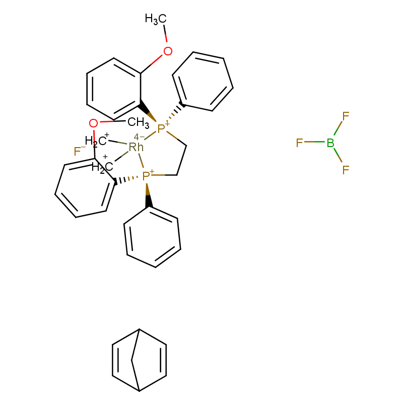 Molecular structure of C35H36BF4O2P2Rh
