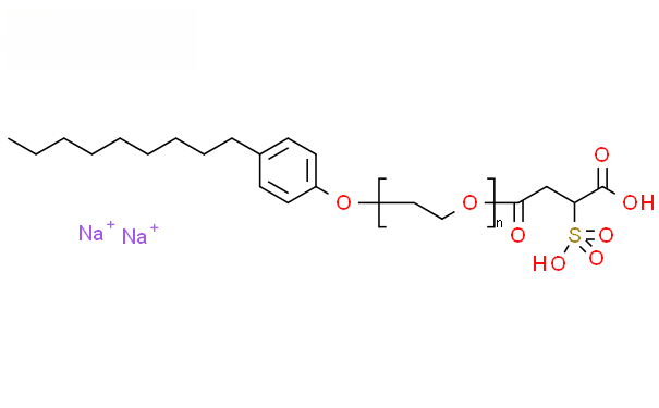 Molecular structure of (C2H4O)nC19H28O7S.2Na