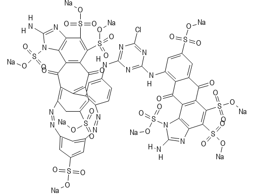 Molecular structure of C37H23ClN10O22S7.6Na